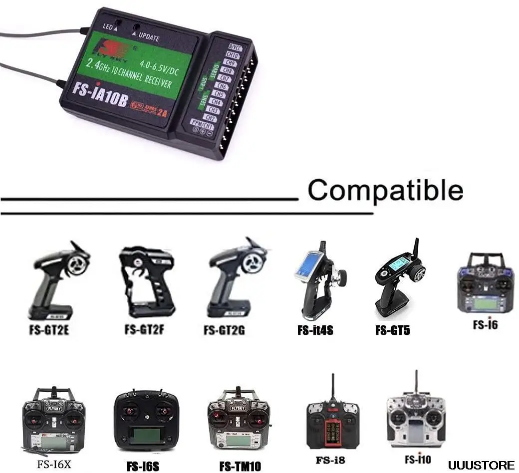 Flysky FS-iA10B 2.4G 10CH 10 Channels Receiver FS IA10B for Transmitter FS-I10 FS-I6S FPV RC Helicopter Quadcopter Aircraft