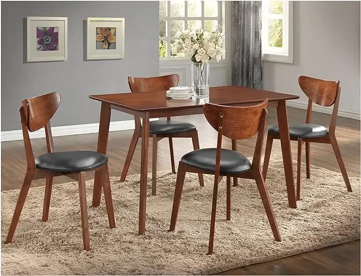 Dining Room Table Set Brown and Black Sumner 47.13-inch W Dining Set 5-Piece (114-6208-HiT) Furniture Home