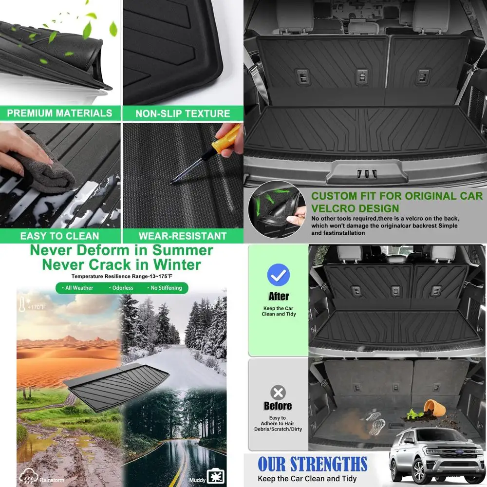 

Original 2018-2024 Expedition Cargo Mat & Backrest Mat for Ford Expedition (not for Max Model) - Custom Fit Trunk Liner and 3rd