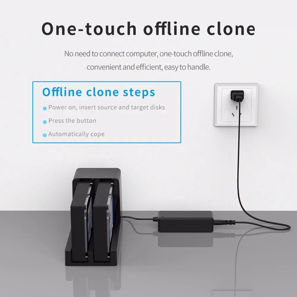 Estação de encaixe de disco rígido ORICO com clone offline SATA para estação de encaixe de disco rígido USB 3.0 para caixa de disco rígido de 2,5/3,5 polegadas