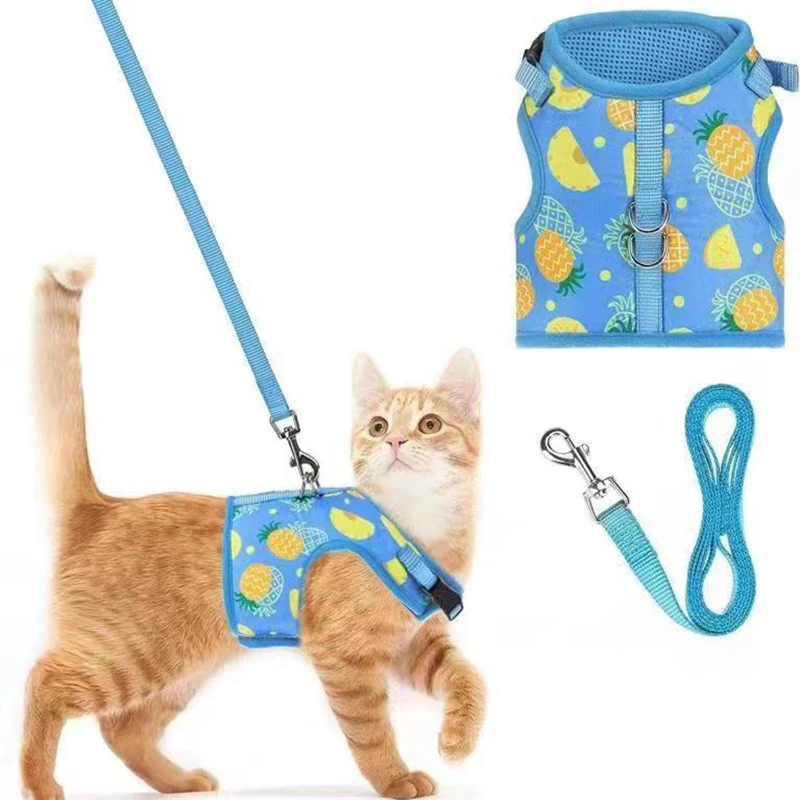 Breathable Cat Harness Collar Escape Proof Pet Harness and Leash Set Kitten Puppy Small Dogs Chest Vest No Pull Chihuahua