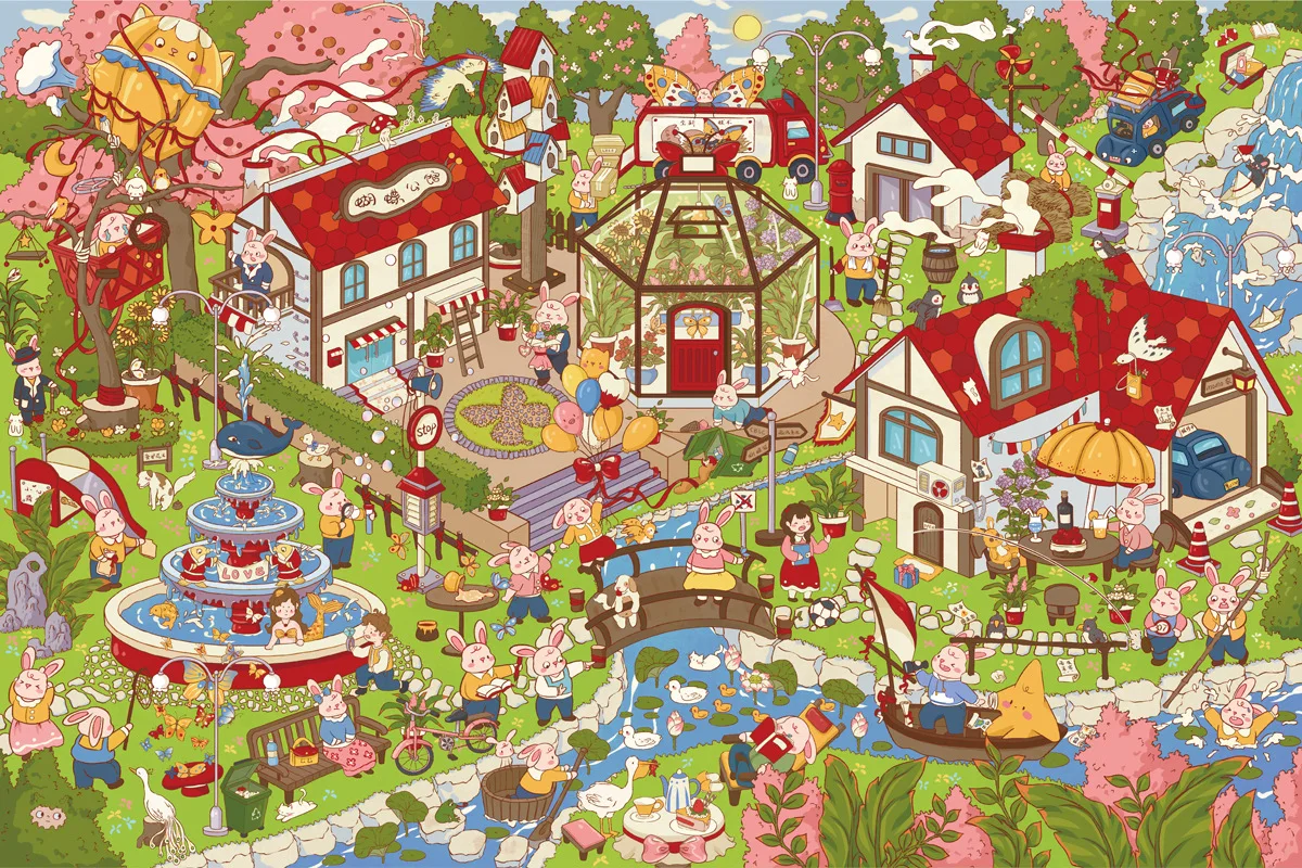 JIAMEI Plus Size Kawaii 3D Cartoon City Town Fun Scenery Stickers DIY Hand Stacked Scrapbook Miniature Scene Stickers Child Gift