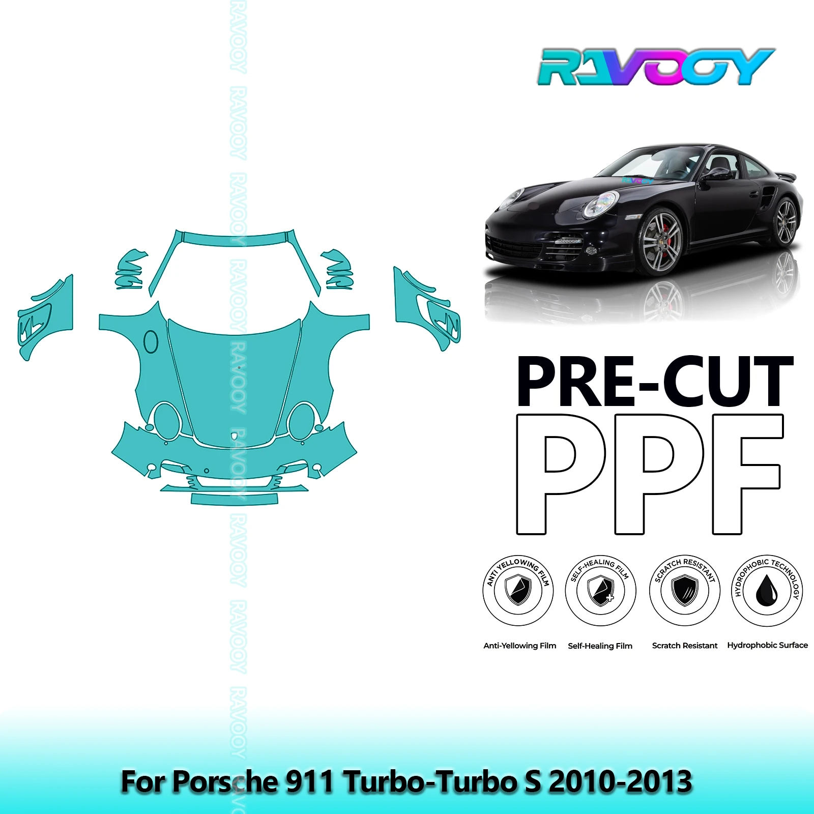 

Car Front Kit Clear Bra Precut PPF Paint Protection Film For Porsche 911 Turbo-Turbo S 2010-2013