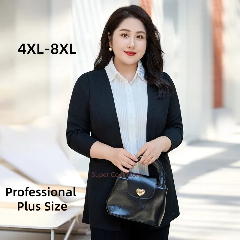 Autumn Women Plus Size Shirt Top 4XL5XL 6XL Loose Fit Fake Two-Piece Fashionable Blouse 7XL 8XL Slimming Long Sleeve Lady Shirts