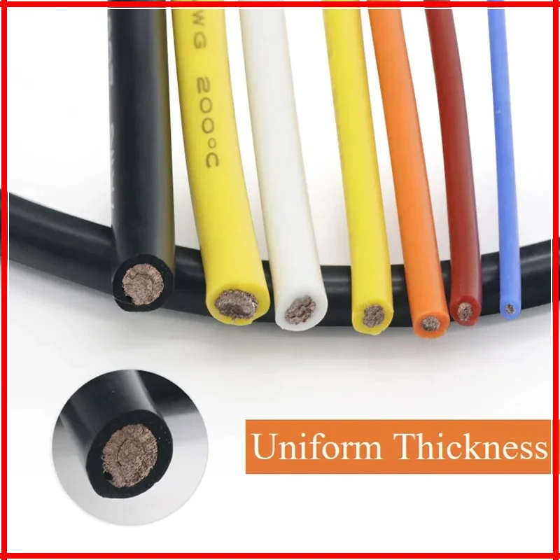 1M/5M Copper Wire Super Soft Silicone Rubber 10AWG~30AWG Heat-resistant Ultra Flexible Electronic Cord High Temperature Cable