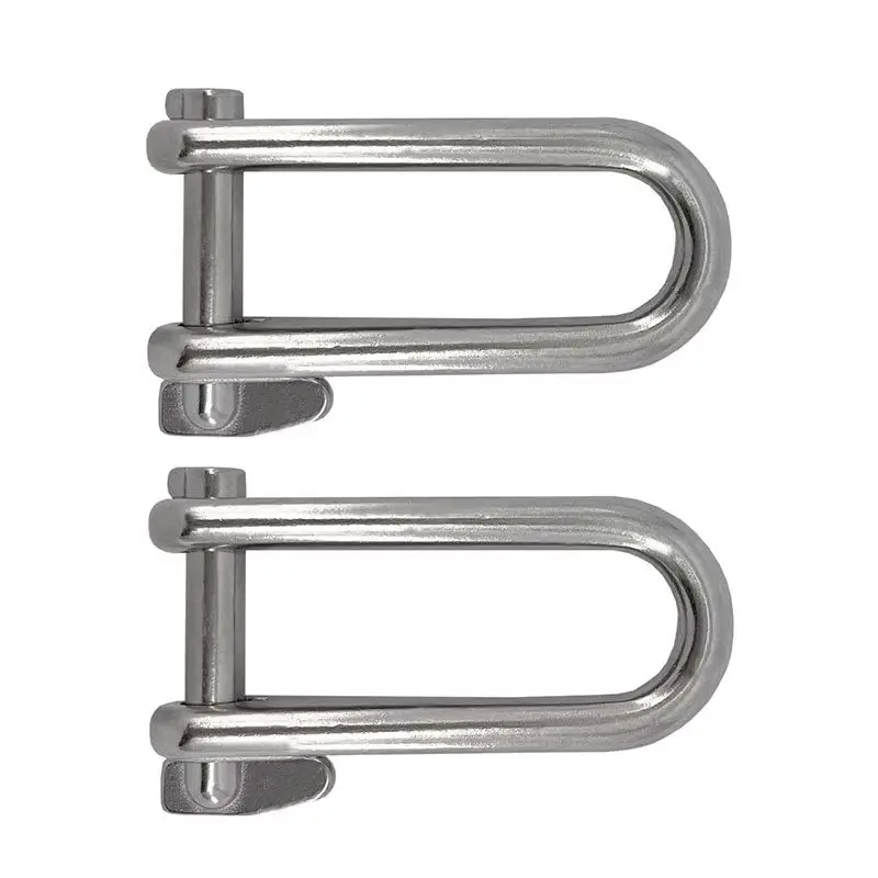 2PCS Boat Stainless Steel D Type 8mm Safety Pin Shackle Slender Connecting Ring Marine Chain Rigging Hardware