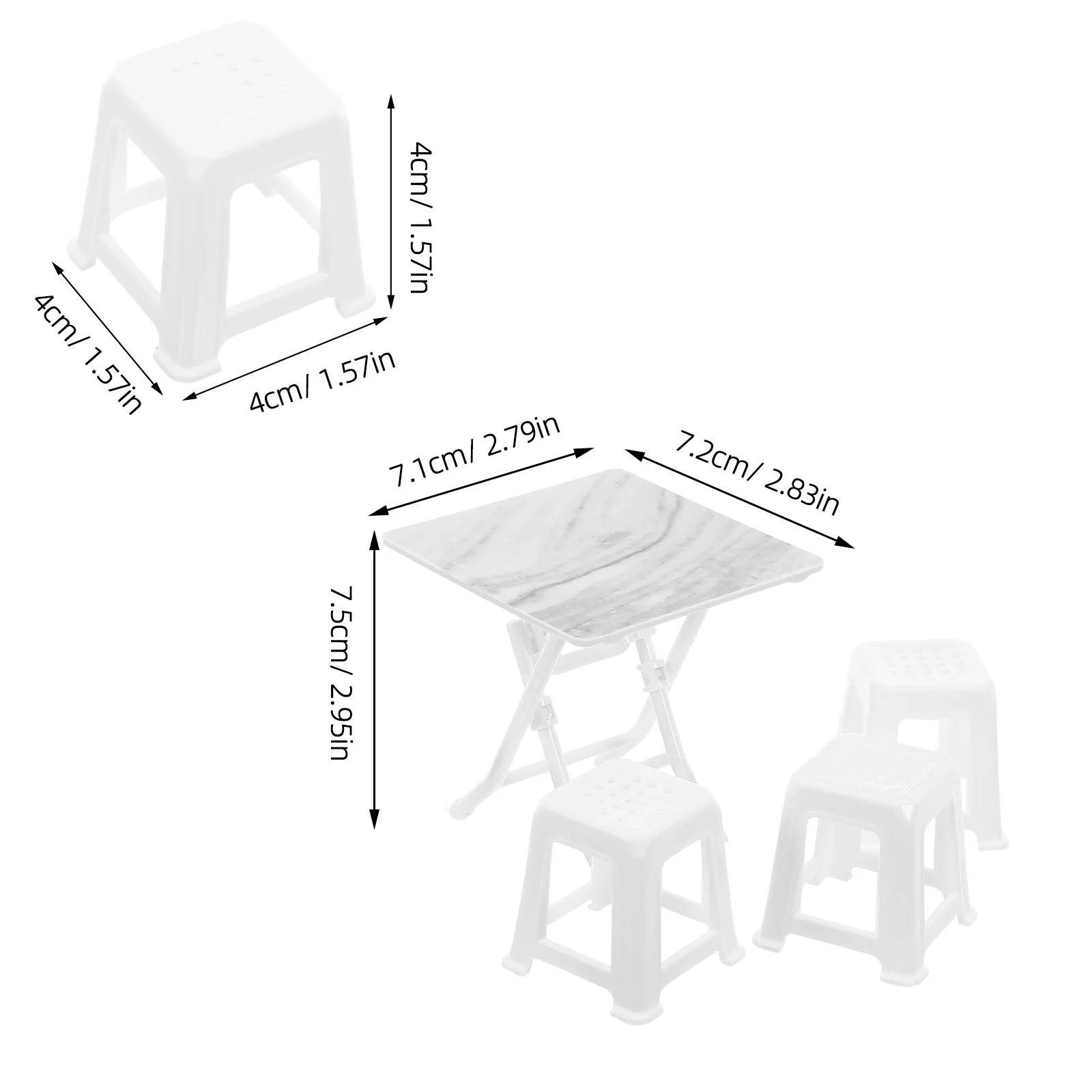 1 zestaw Miniaturowy Stół z 4 Krzesłami do Domku dla Lalek Meble Dekoracja Salonu Plastikowe Zabawki dla Dzieci Kreatywne Edukacyjne do Domu