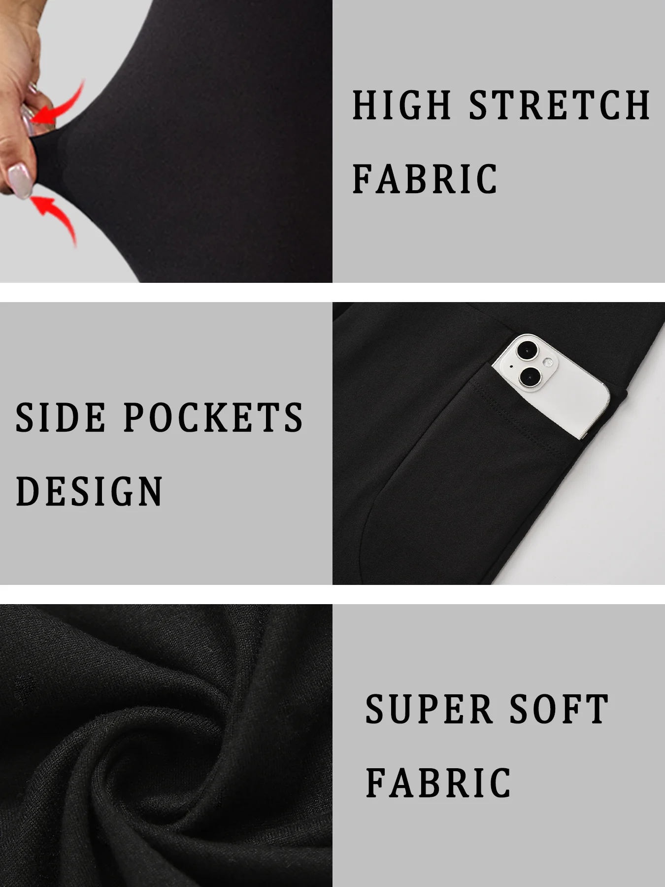 Paquete de 5 pantalones cortos deportivos para mujer con bolsillos, motociclista de cintura alta de 5 pulgadas, control de barriga súper suave, sin transparencias