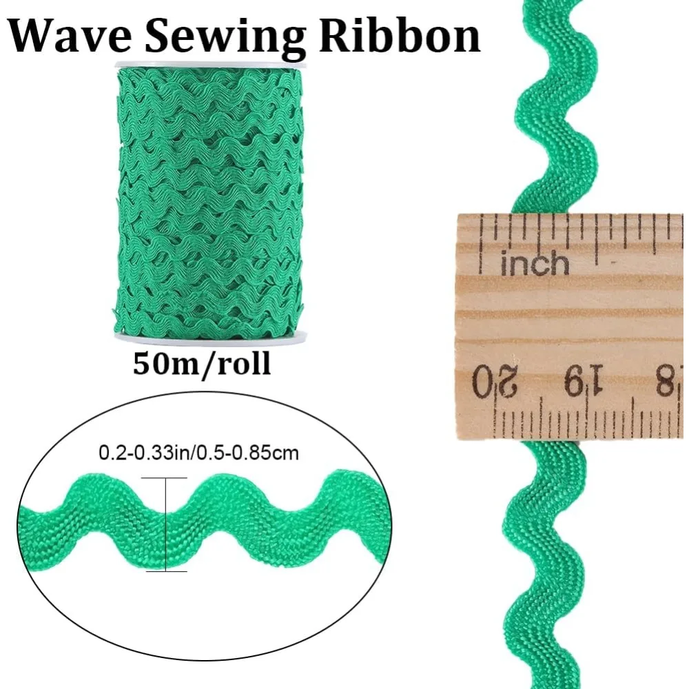 54.6Yds/50m RIC Rac Trim Ribbon Green Wave Bending Fringe Trim 0.2