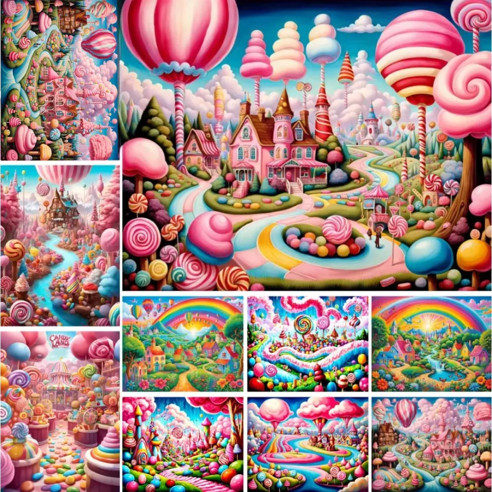 DIY fantasía mundo de los dulces pintura de diamante mosaico bordado punto de cruz Kit decoración del hogar 5D DIY colección de arte de diamantes de imitación artesanía