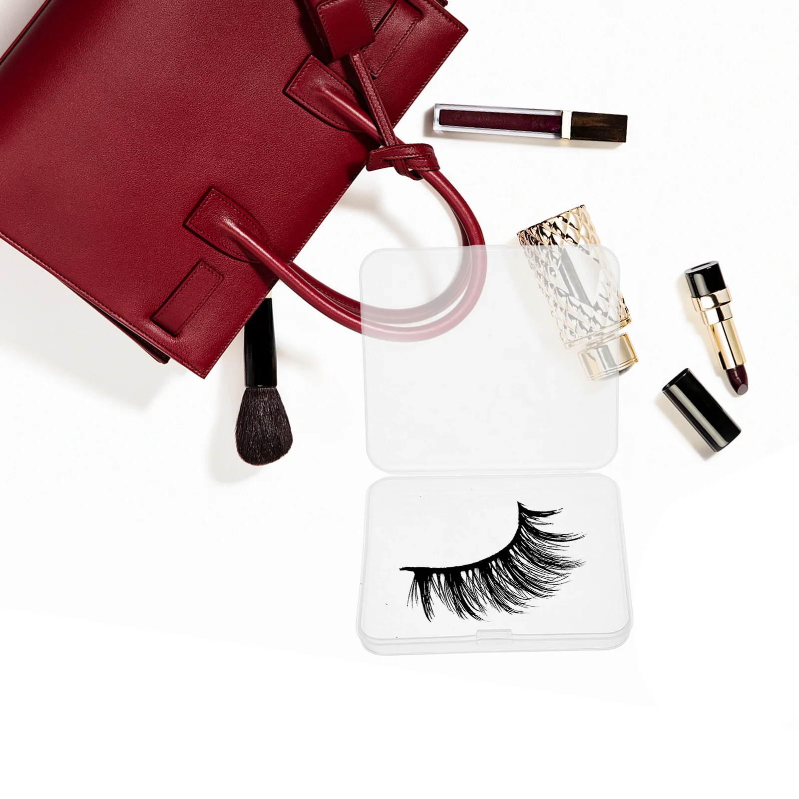 Caja rectangular de plástico transparente para pestañas postizas, organizador de cinta para párpados dobles, estuche de viaje compacto, almacenamiento de pestañas, 3 uds.