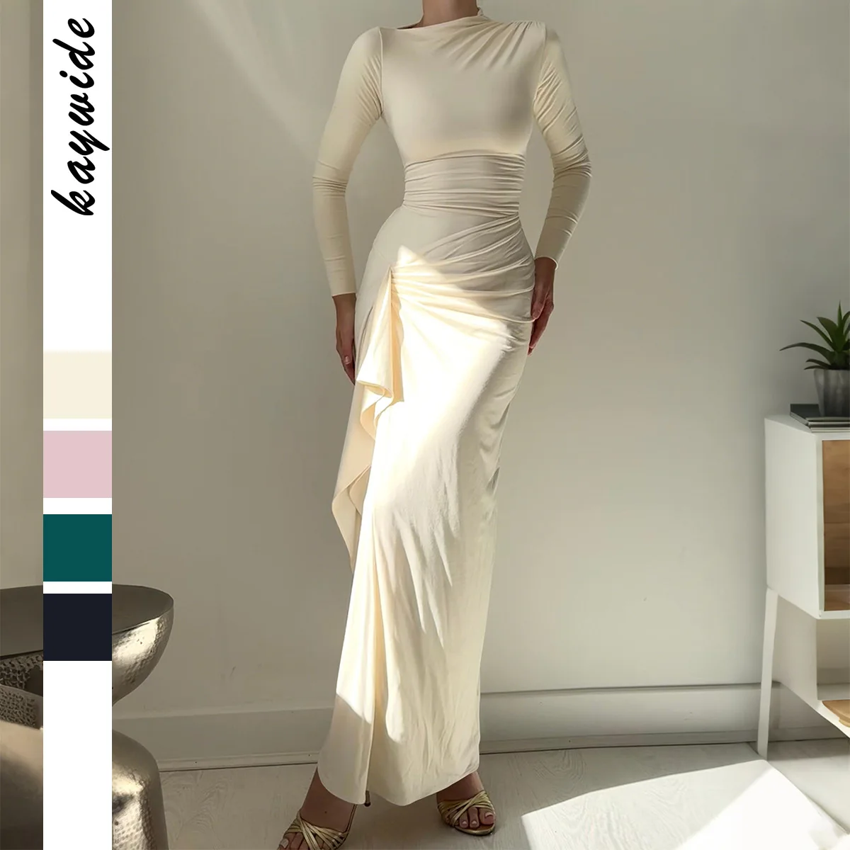 

Y2K Spicy Girl Style Short Sleeve Long Dress Women's Daily Fashion Clothing Temperament Female High Waist A-Line Elegant Dresses