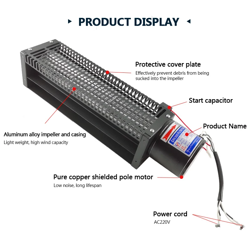 Kipas Aliran Silang 40 DC12/24V Senyap Volume Udara Besar Tipe Drum Strip Panjang Kipas Ventilasi Aliran Silang untuk Penggunaan Rumah dan Industri