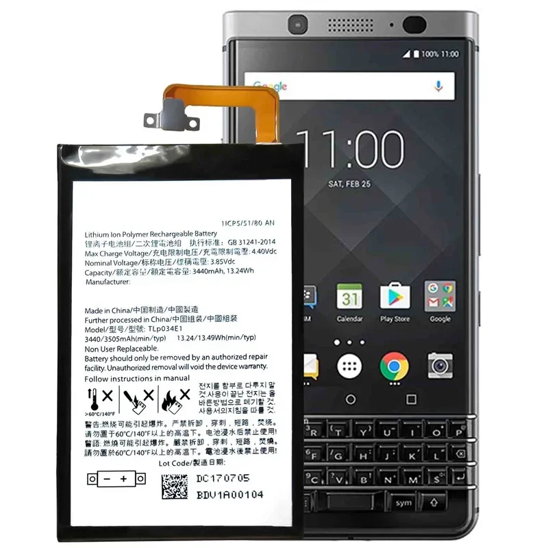 3.85V 3440mAh TLP034E1 Battery for BlackBerry Keyone / Alcatel DTEK70 DK70 Mobile Phone