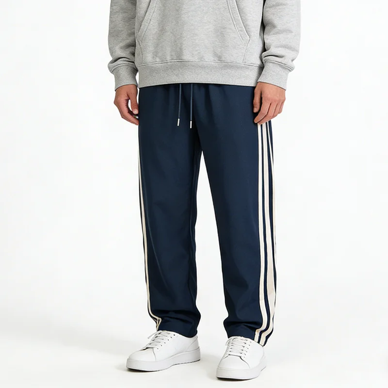 

Men's Lightweight Casual Striped Drawstring Pants Loose Fit Trousers for Sports And Daily Wear