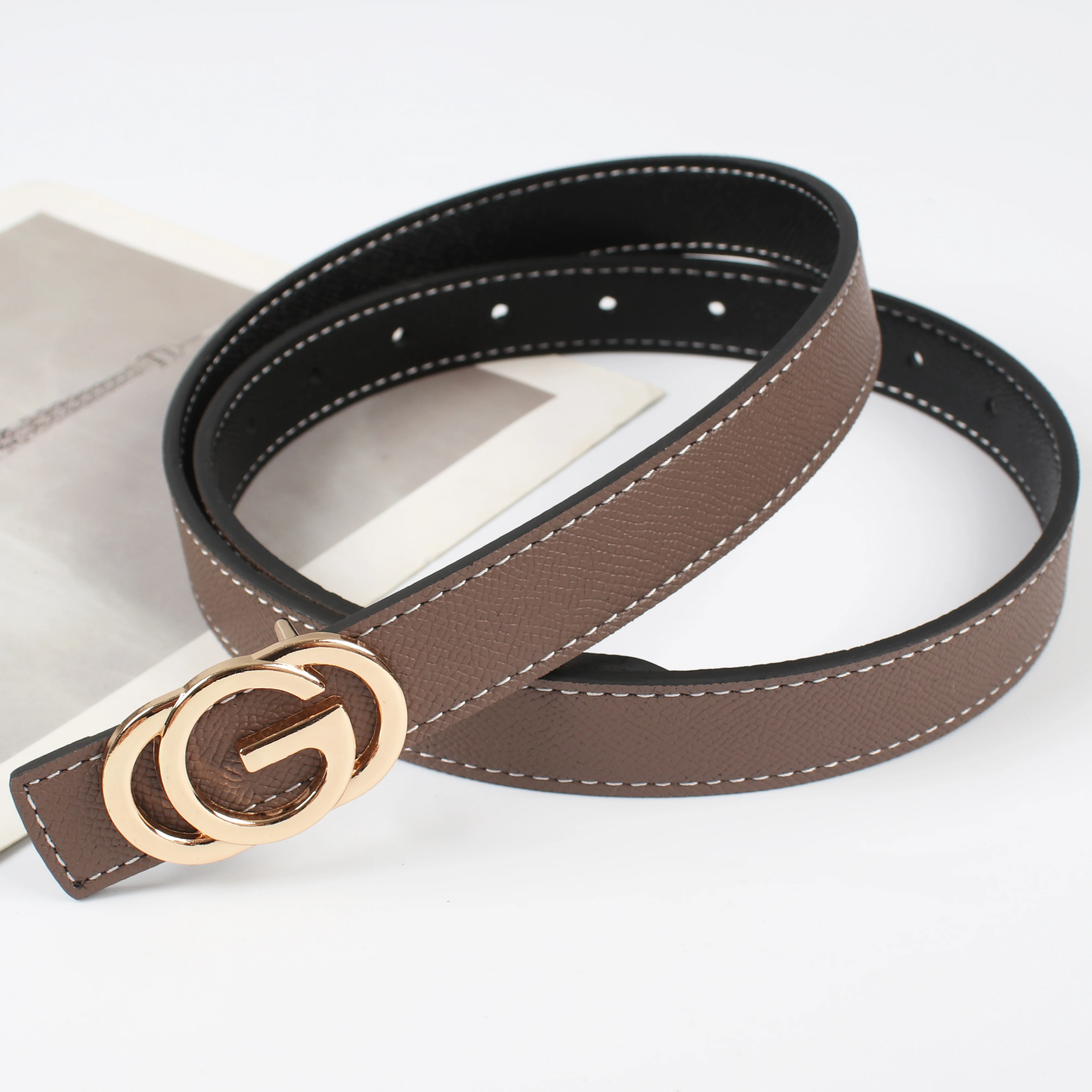 Neue frauen Reversible Verwenden Glatte Schnalle Hohe Qualität 2,3 cm Echtes Leder Gürtel frauen Mode Trend Vielseitig dekorative Kuhh – Detail 5