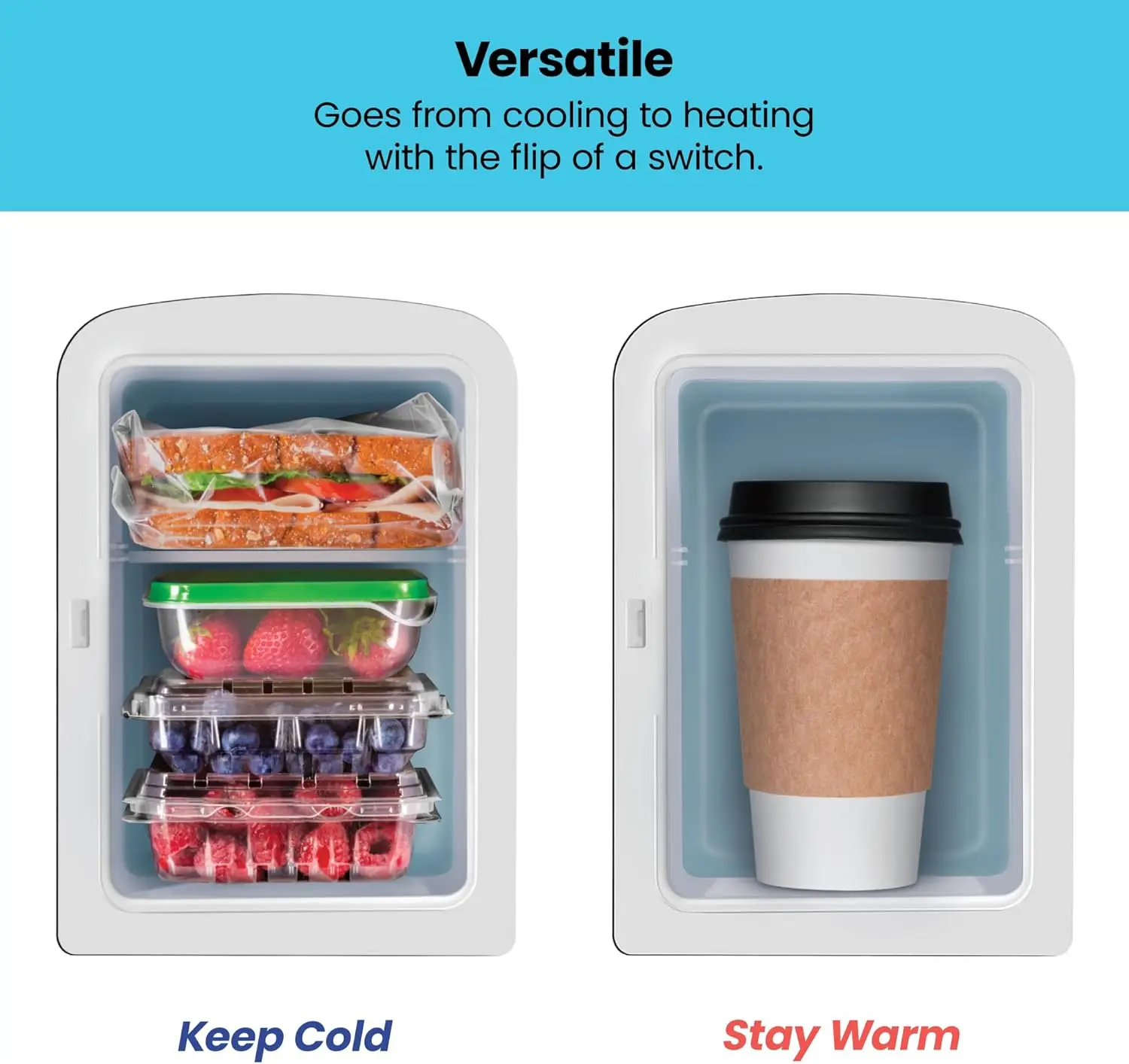 Compact Mini Personal Fridge, 4 Liter Capacity, Cools & Heats, Holds 6 x 12oz Cans, Freon-Free & Eco-Friendly, Includes AC Adapter & 12V Car Charger, Black Dry Erase Surface - view 2