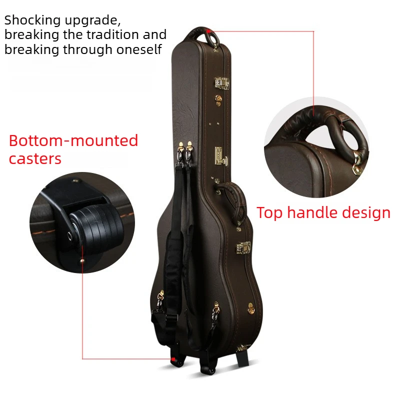 Guitar Case Wheels 40 41 Inch Acoustic Guitar Waterproof Moistureproof Guitar Case Shoulder Backpack Check in Instrument Case