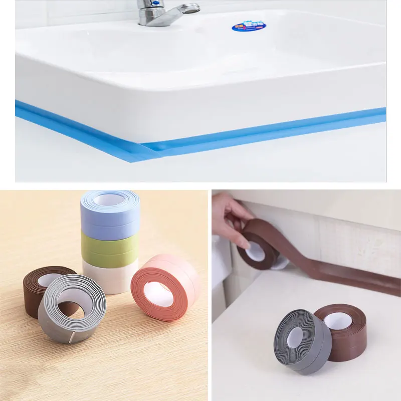 3.8M For Bathroom Kitchen Shower Sink Bath Sealing Strip Tape Kitchen Caulking Tape Bathroom Sink Edge Waterproof Wall Stickers