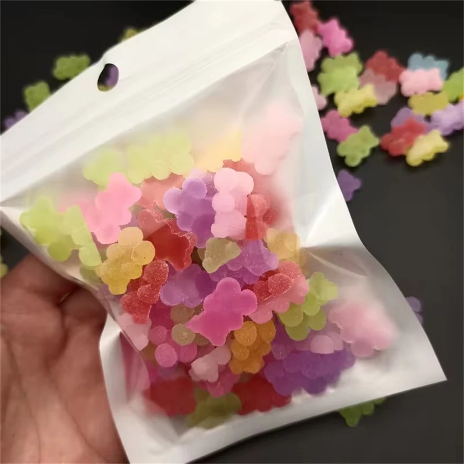 10PCS Multi Shape Kawaii Accessories Nail Art Charms Sweet Candy Gummy Bear Lollipop Resin Nail Art Rhinestion Decoration