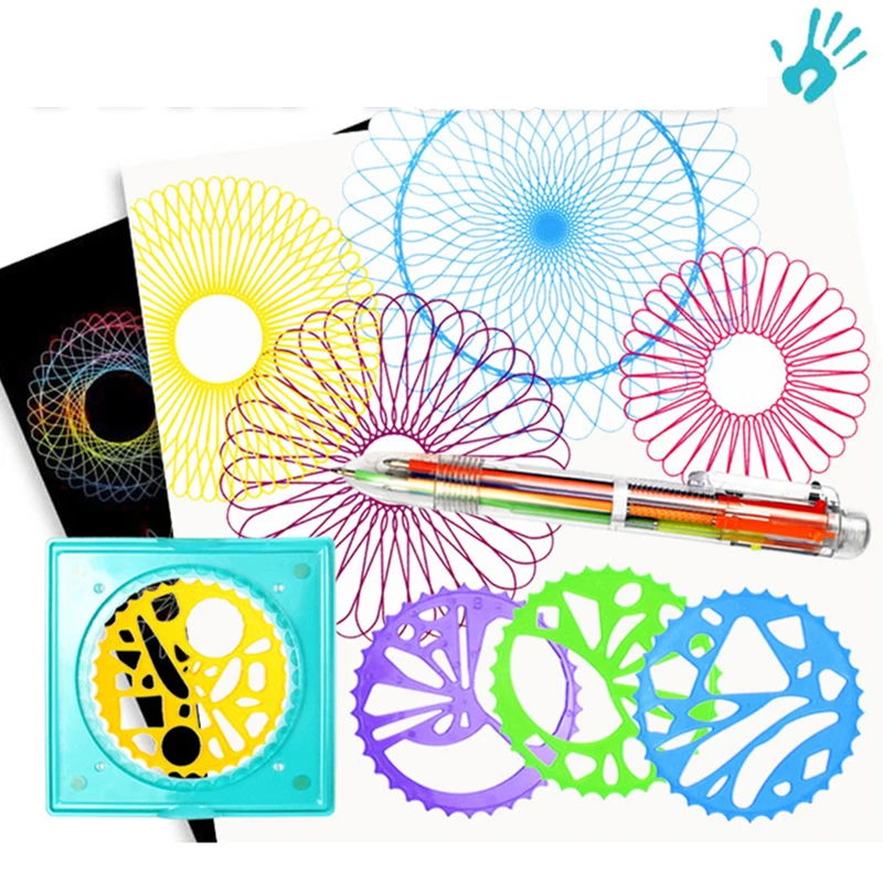 Geometric Spiral Drawing Ruler Plastic Painting Template For Kids Students Gear Spirograph Ruler Children Stationery Puzzle Toys