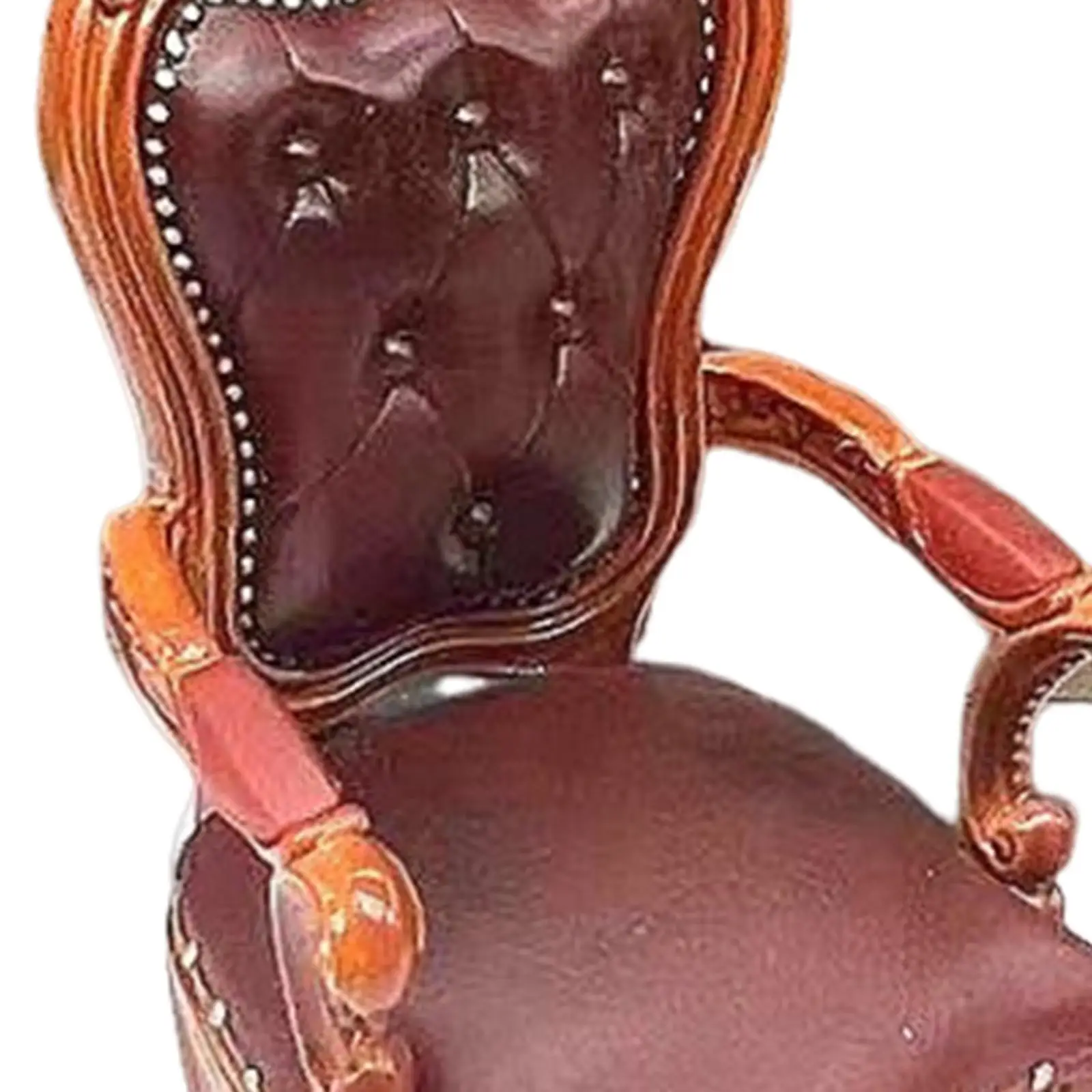 1/12 كرسي بيت الدمى ذو المشهد DIY لغرفة المعيشة أثاث بيت الدمى ديكور بني عميق