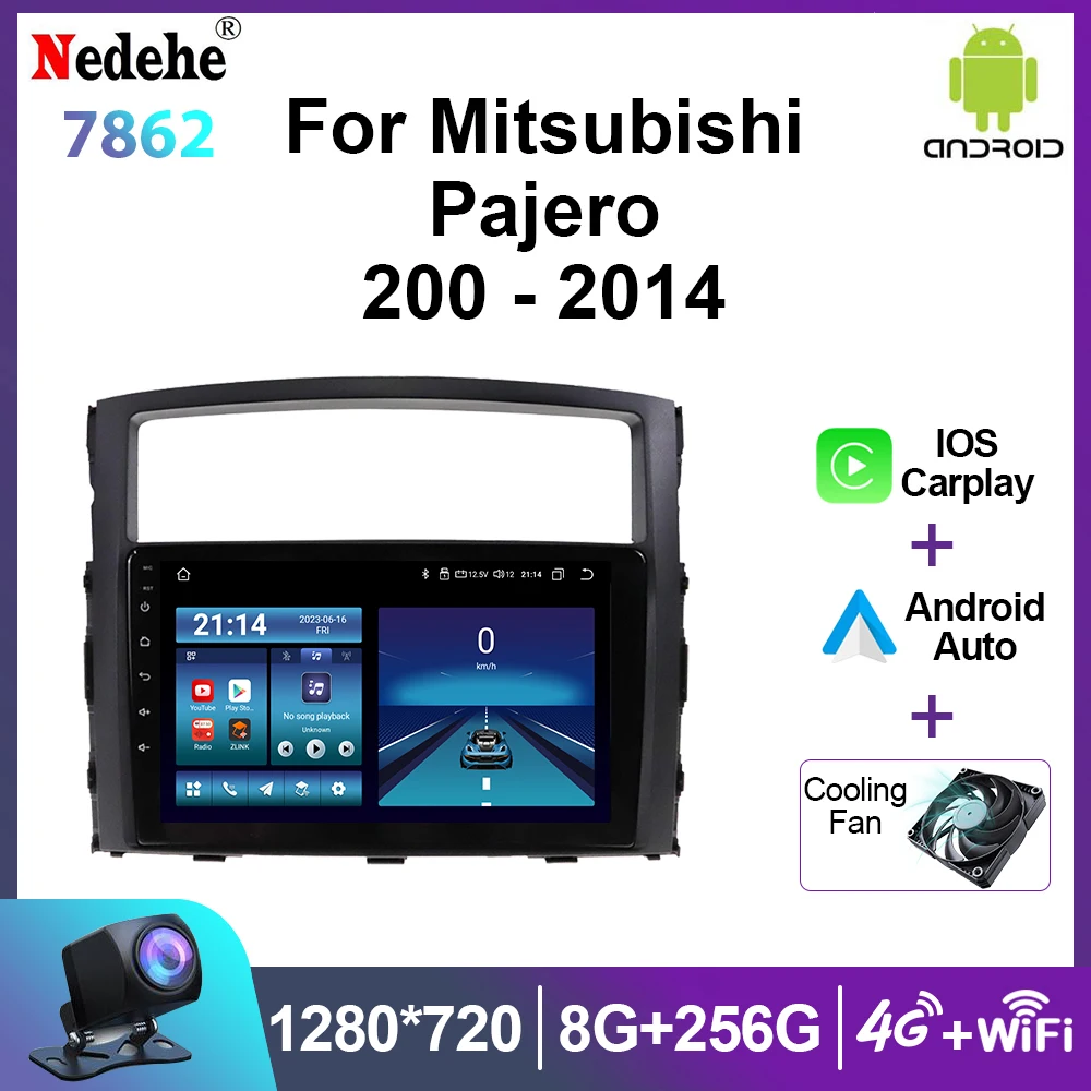 8G 256G Android 14 Car Radio Multimedia Player For Mitsubishi Pajero 4 2006-2014 Carplay Auto Stereo GPS Navigation Autoradio BT