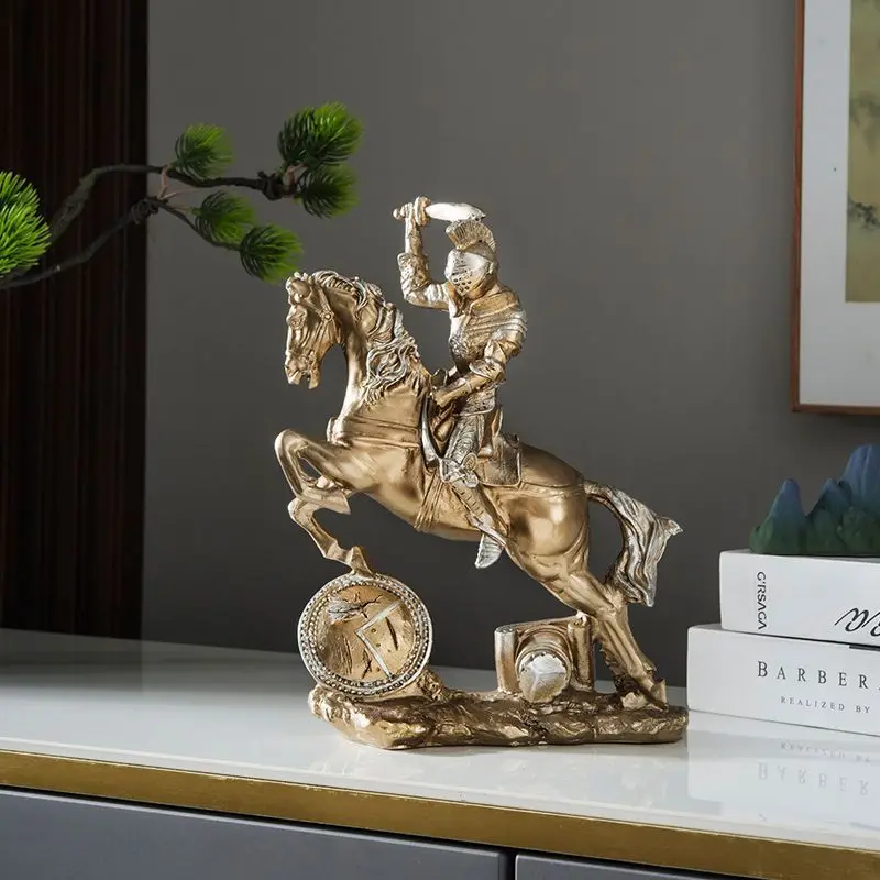 

Light Luxury Nordic Retro Golden Knight Statue Resin Modern Decor Creative Bookshelf Decor FigureTexture Aesthetics Art Supplies