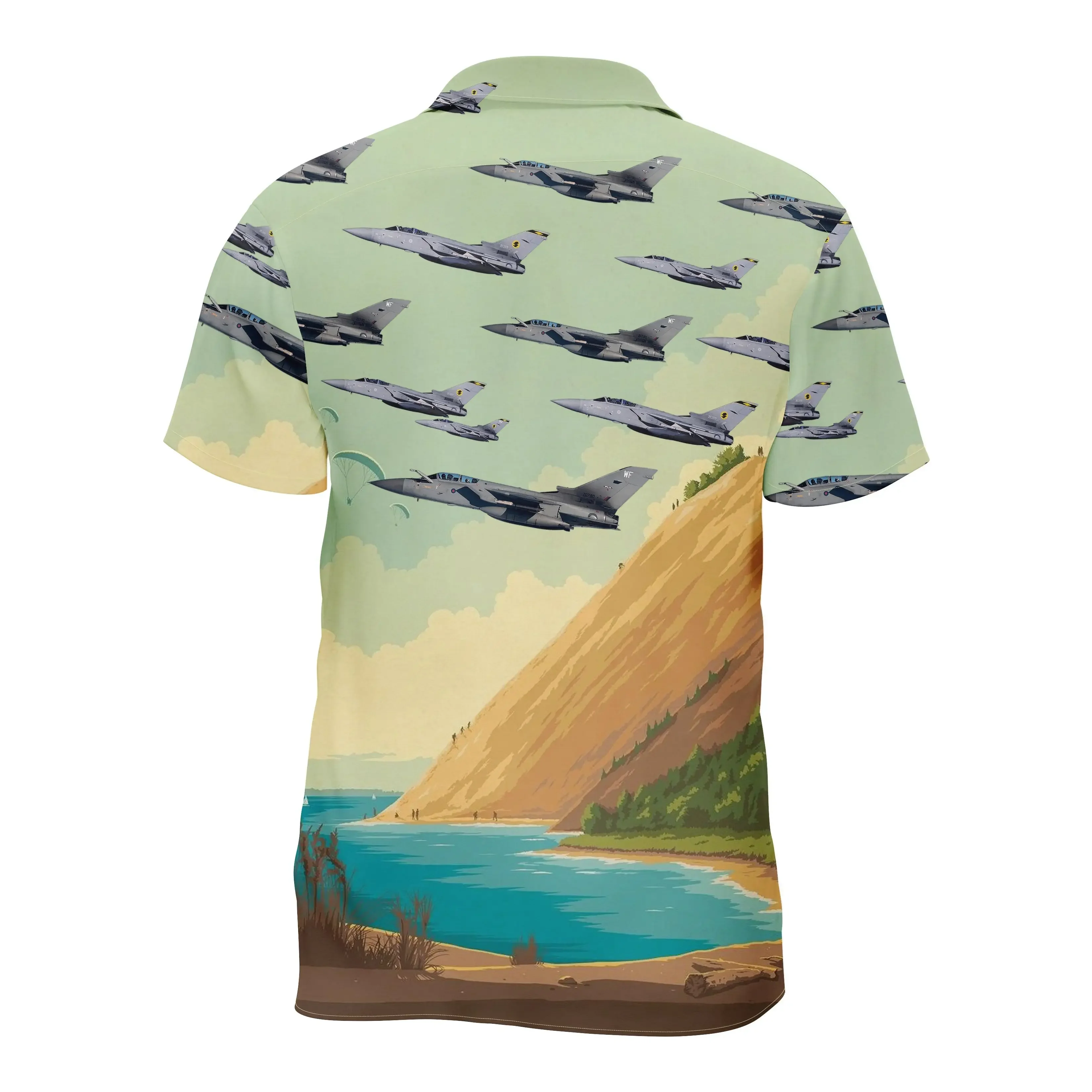 Jumeast Helikopter-Muster, Hawaii-Hemd, lustige Palmen-Grafiken, Polyester, Aloha-Hemden, tropische Blätter, lässige Herrenbekleidung