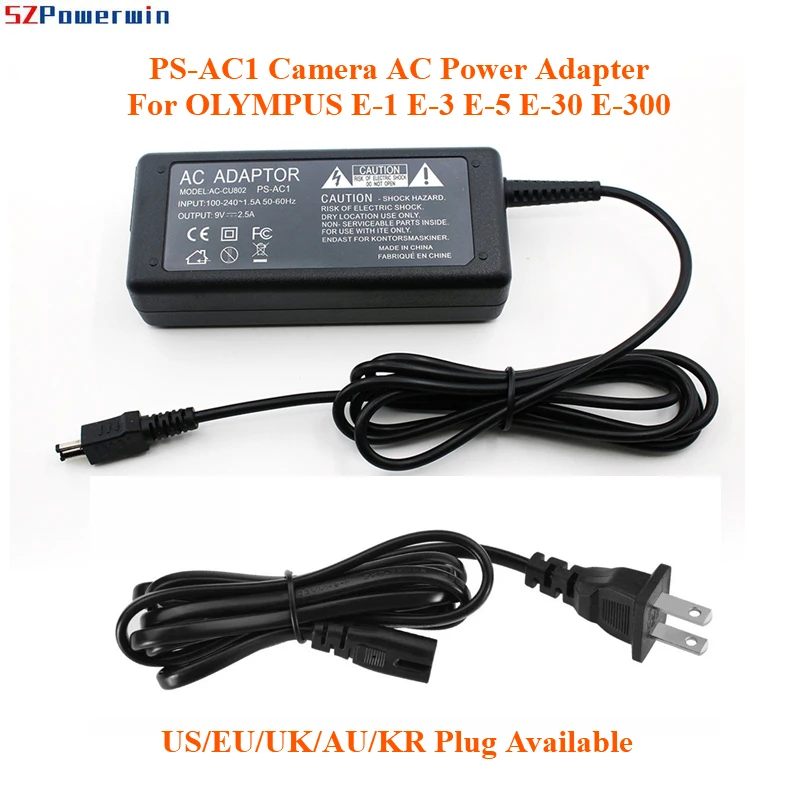 Powerwin PS-AC1 AC-1 PSAC1 Camera AC Power Adapter For OLYMPUS E-1 E-3 E-5 E-30 E-300