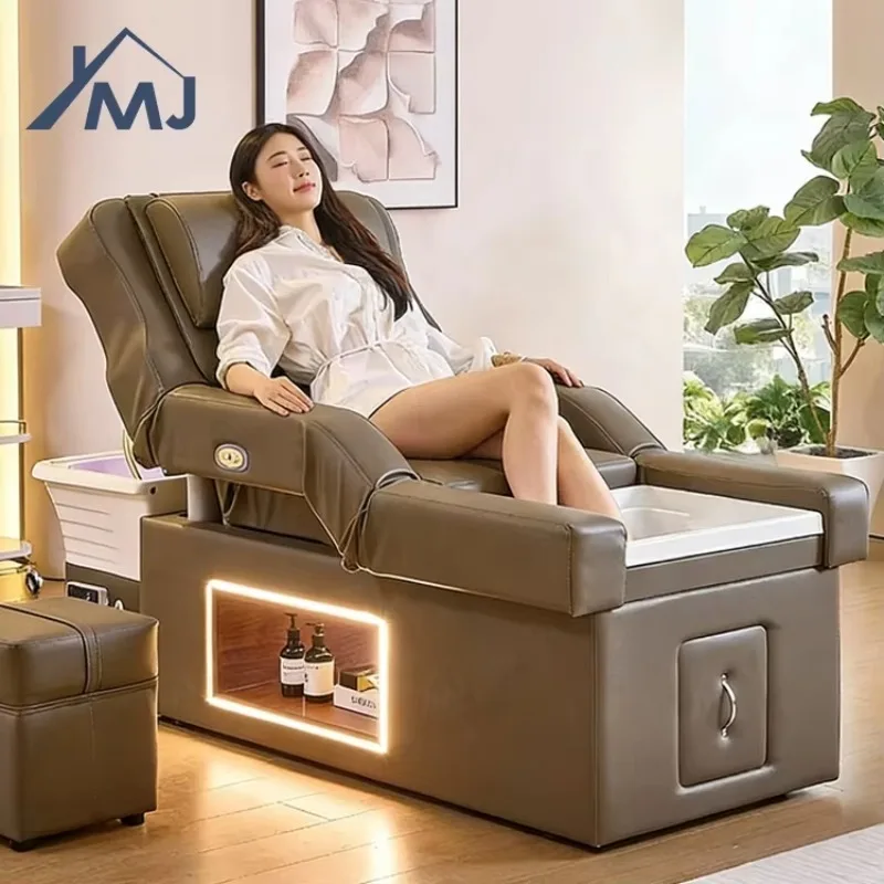 

Massage Salon Electric Water Therapy Pedicure Chair And Shampoo Head Spa Bed
