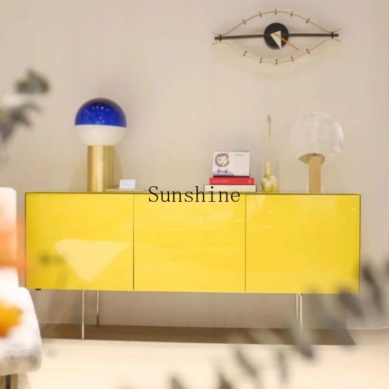 

Italian minimalist glass dining side living room against the wall storage cabinet