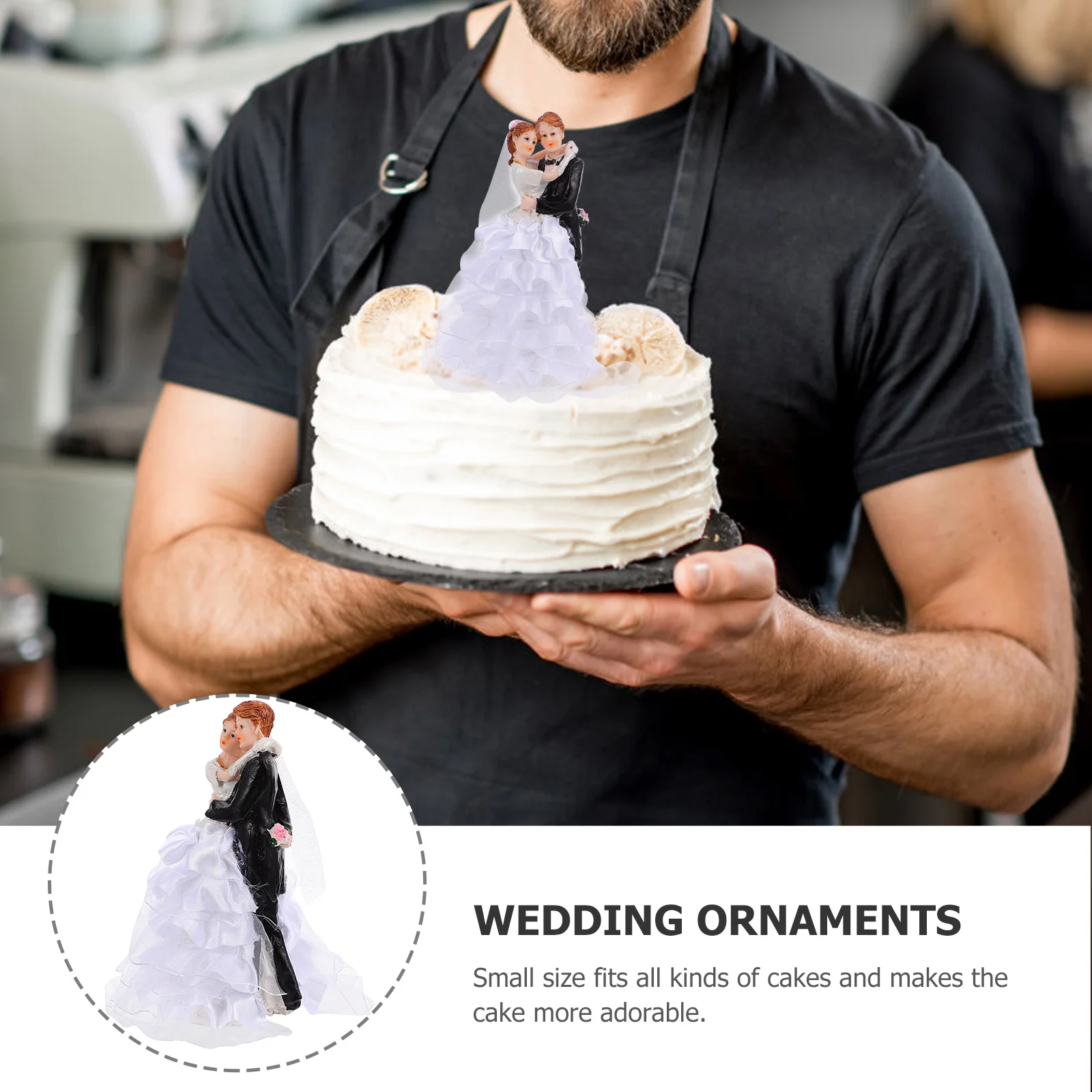 

1Pcs Wedding Cake Craft Cute Bride Groom Couple Design Party Ornament Mini Cake Decoration Home Ornament Desktop Decor