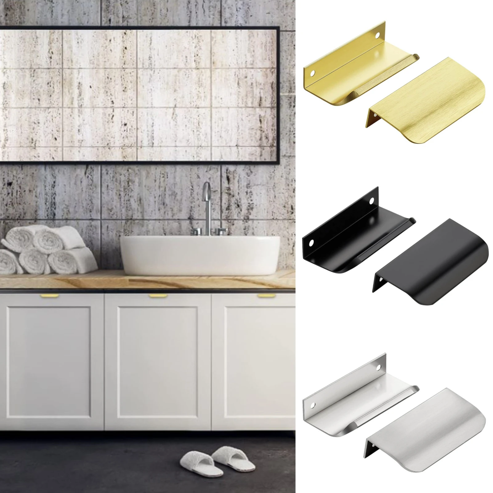 Finger Edge Pulls for Cabinets Metal Dresser Knobs Cabinet Door Pulls Knobs for Furniture Closet Wardrobe