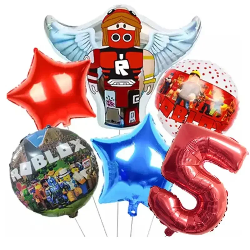

Robloxs New Cartoon Themed Double-Sided Shaped Foil Balloon Set for Birthday Party Decorations Numbered Cartoon Peripherals
