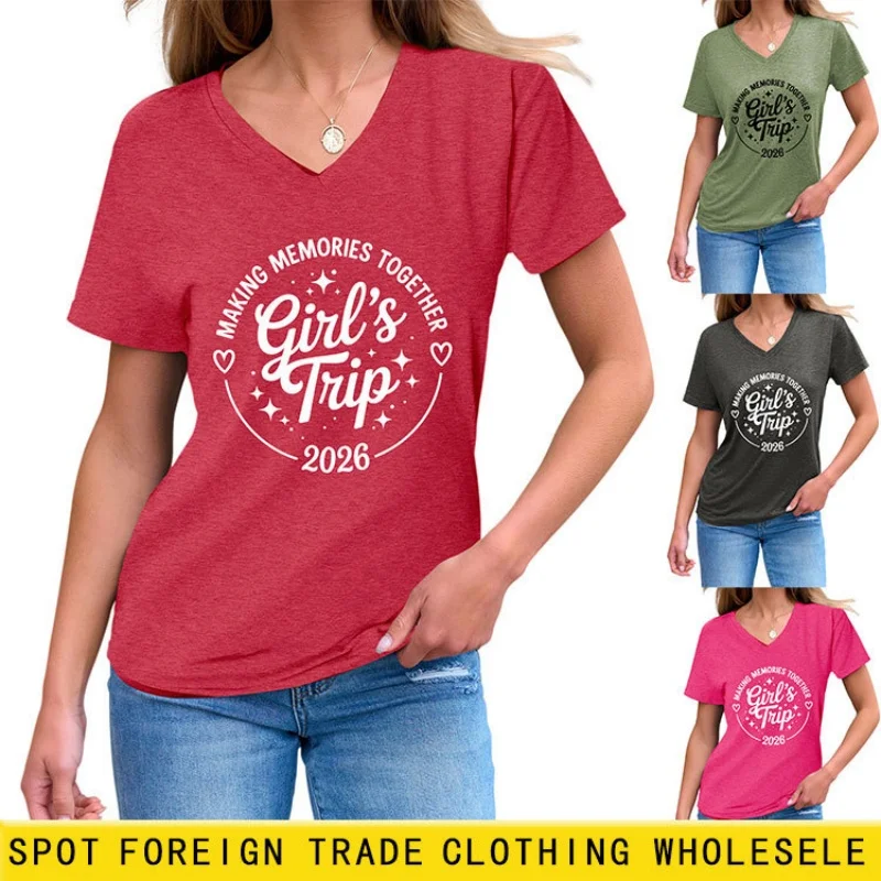 

Летняя женская футболка с короткими рукавами и принтом на рукавах, V-образным вырезом, эффектом похудения и уникальным дизайном.