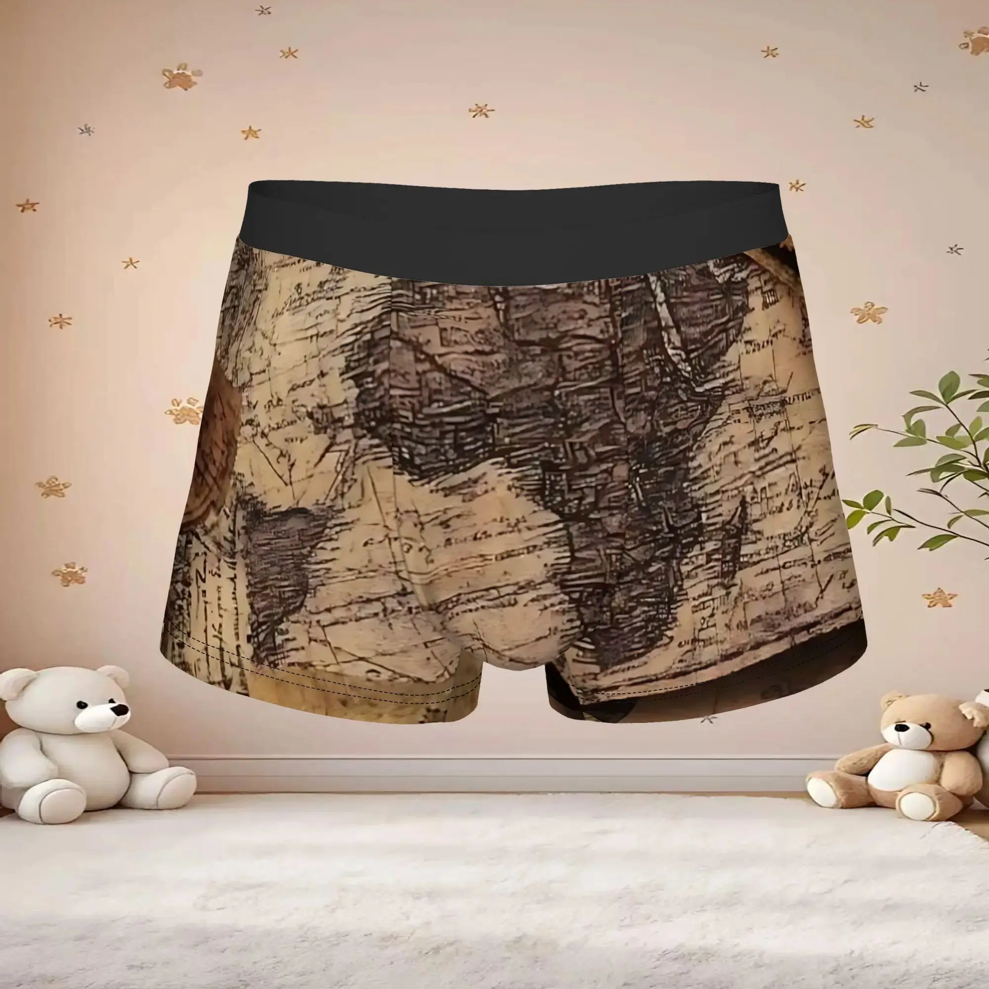 1pc Popular Ancient Old World Map Graphic boxers  adults  Homme Panties Men's Underwear Comfortable Shorts Boxer Briefs