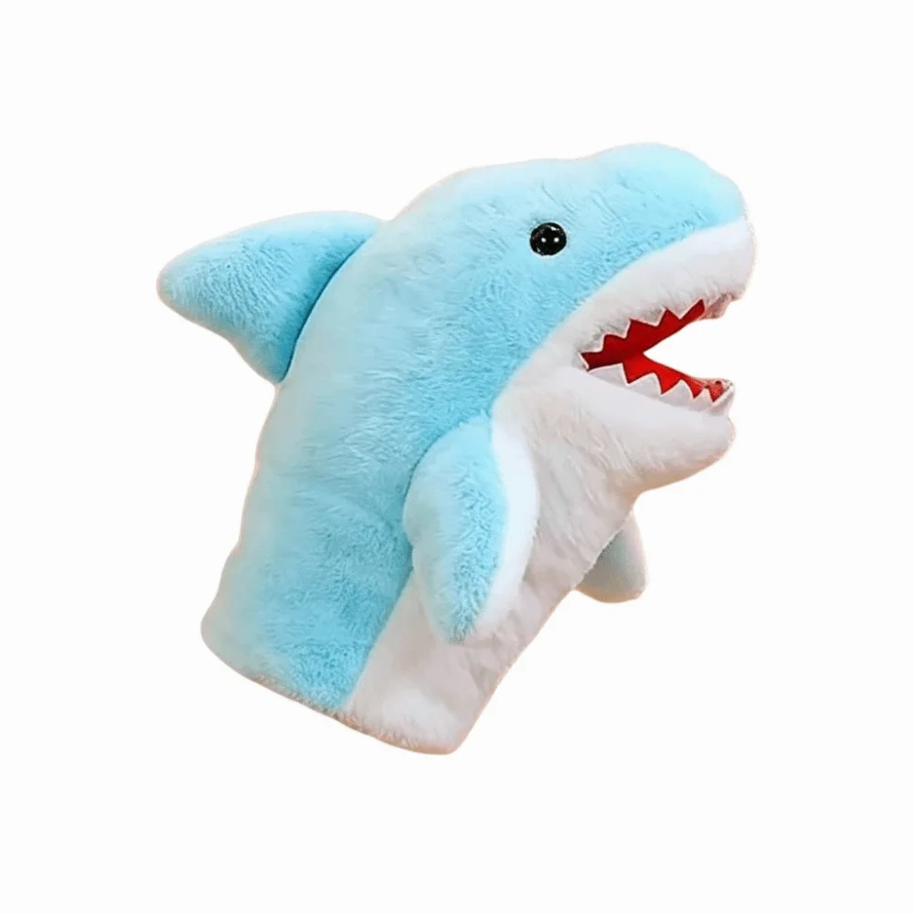 หุ่นมือฉลามขนาด 20 ซม. แบบโต้ตอบได้ น่ารัก เปิดปากได้ ฉลามจำลองแบบโต้ตอบได้สำหรับเด็ก