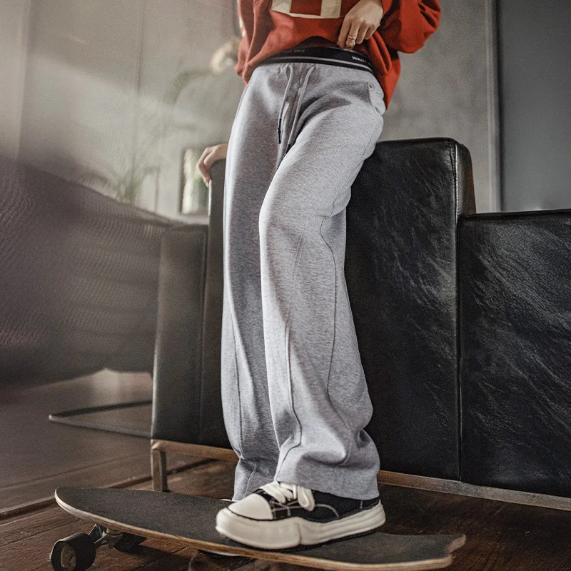 Maden Casual Women's Sweatpants Elastic Waist Preppy Style Joggers Wide leg Pants with Drawstring Trousers Autumn and Winter