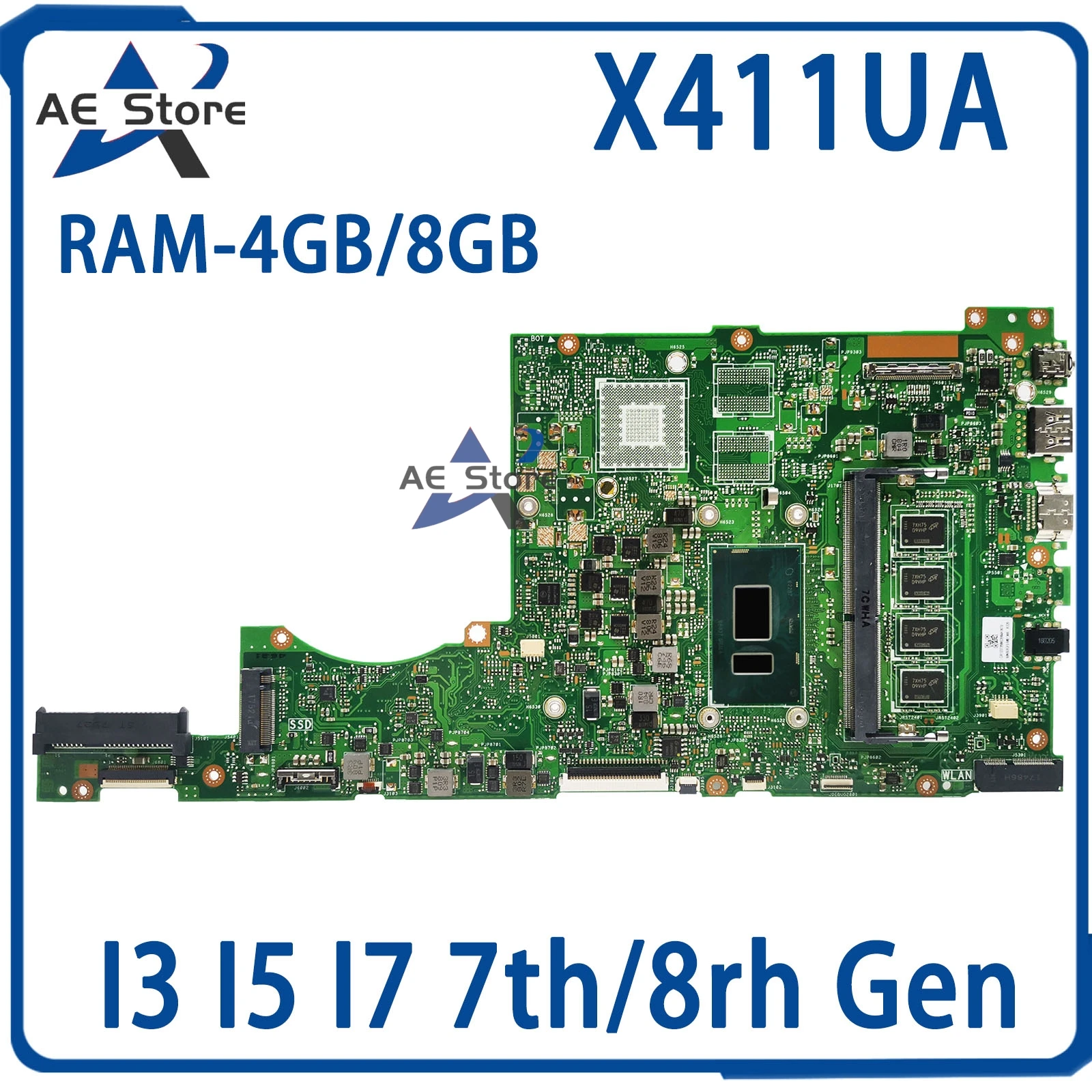 X411ua Moederbord Voor Asus Vivoboek 14 X411u K411ua Laptop Moederbord I3 I5 I7 7th/8rh 4Gb/8gb-ram Uma Moederbord