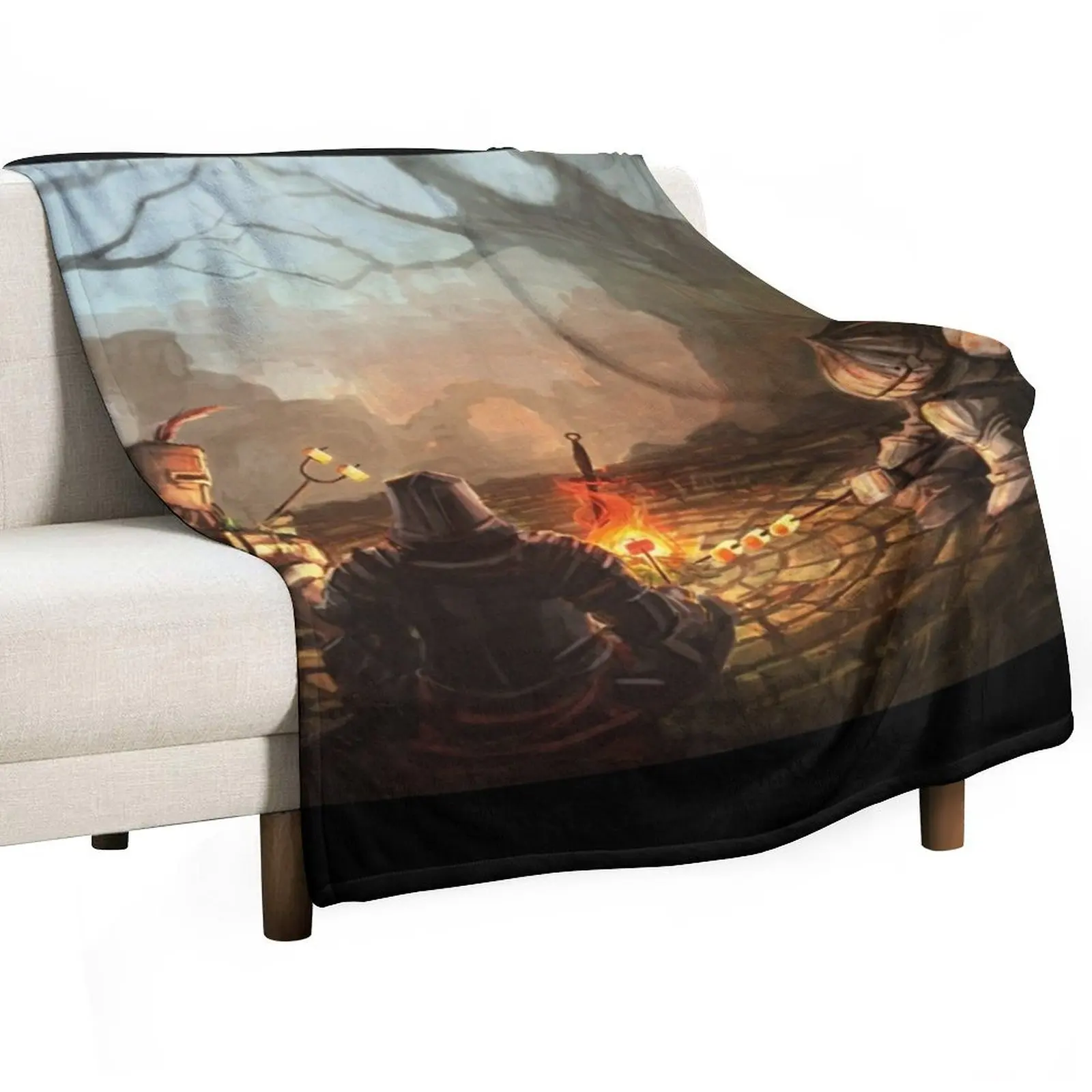 

Bloodborne Around The Campfire Throw Blanket Flannels Weighted warm for winter decorative Blankets