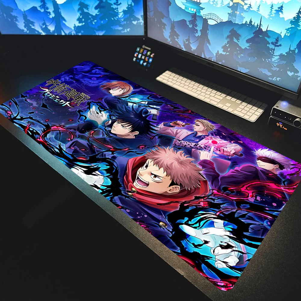 

Горячий аниме дзюдзюцу кайсен большой размер коврик для мыши с замком по краю Satoru Gojo настольная панель компьютерные игровые периферийные аксессуары XXL настольный коврик