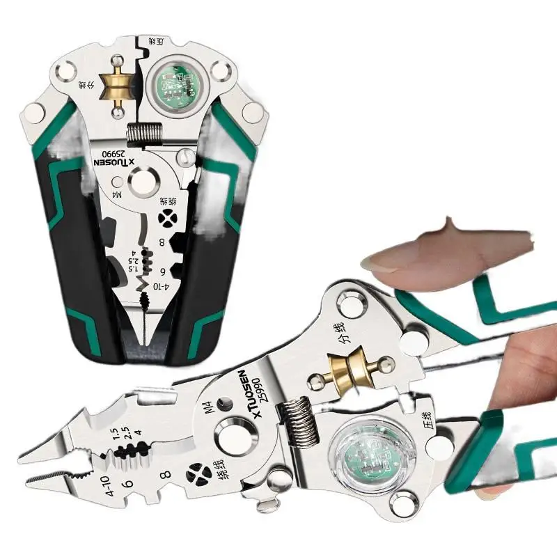 

Коллекция инструментов Многофункциональные плоскогубцы с тестером напряжения Складной инструмент для зачистки проводов для электрика