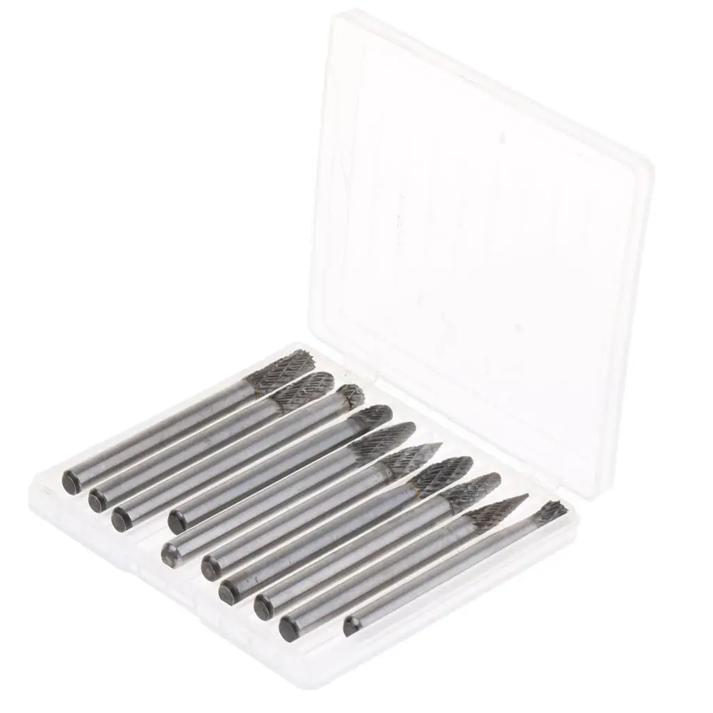 

10 Pieces 6mm Shank Double Cut Carbide Rotary Burr Die Carving Bit for Woodworking Carving Engraving Polishing