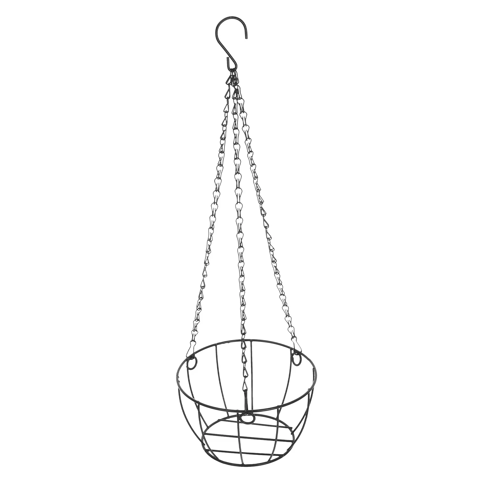 Round Hanging Wire Basket for Plants Iron Basket Balcony Porch Garden Flower Pot Holder with Chain Rustproof