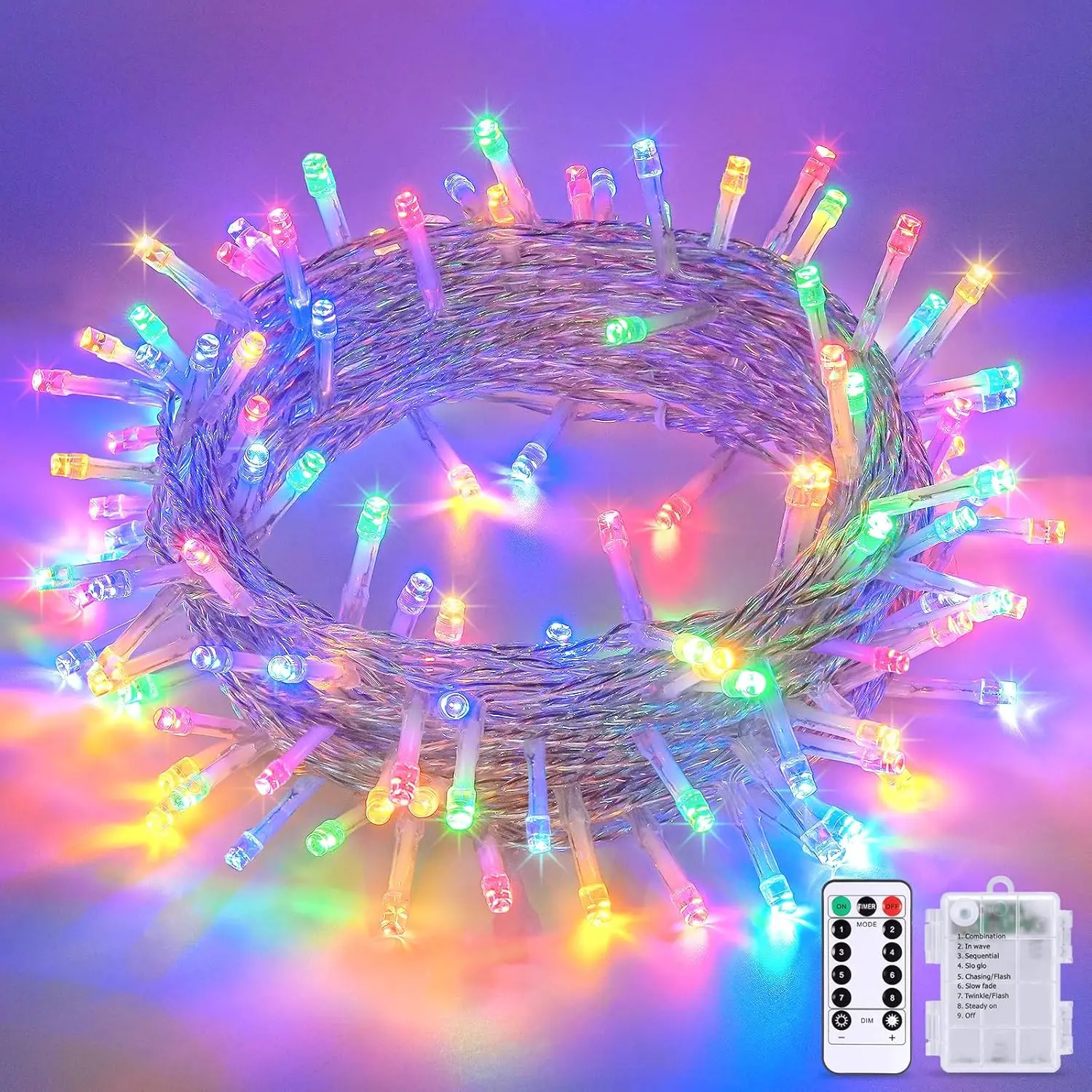 100 LED Remote Christmas Lights Outdoor 8 Modes Battery Powered Waterproof Twinkle Fairy String Lights for Indoor/outdoor Use