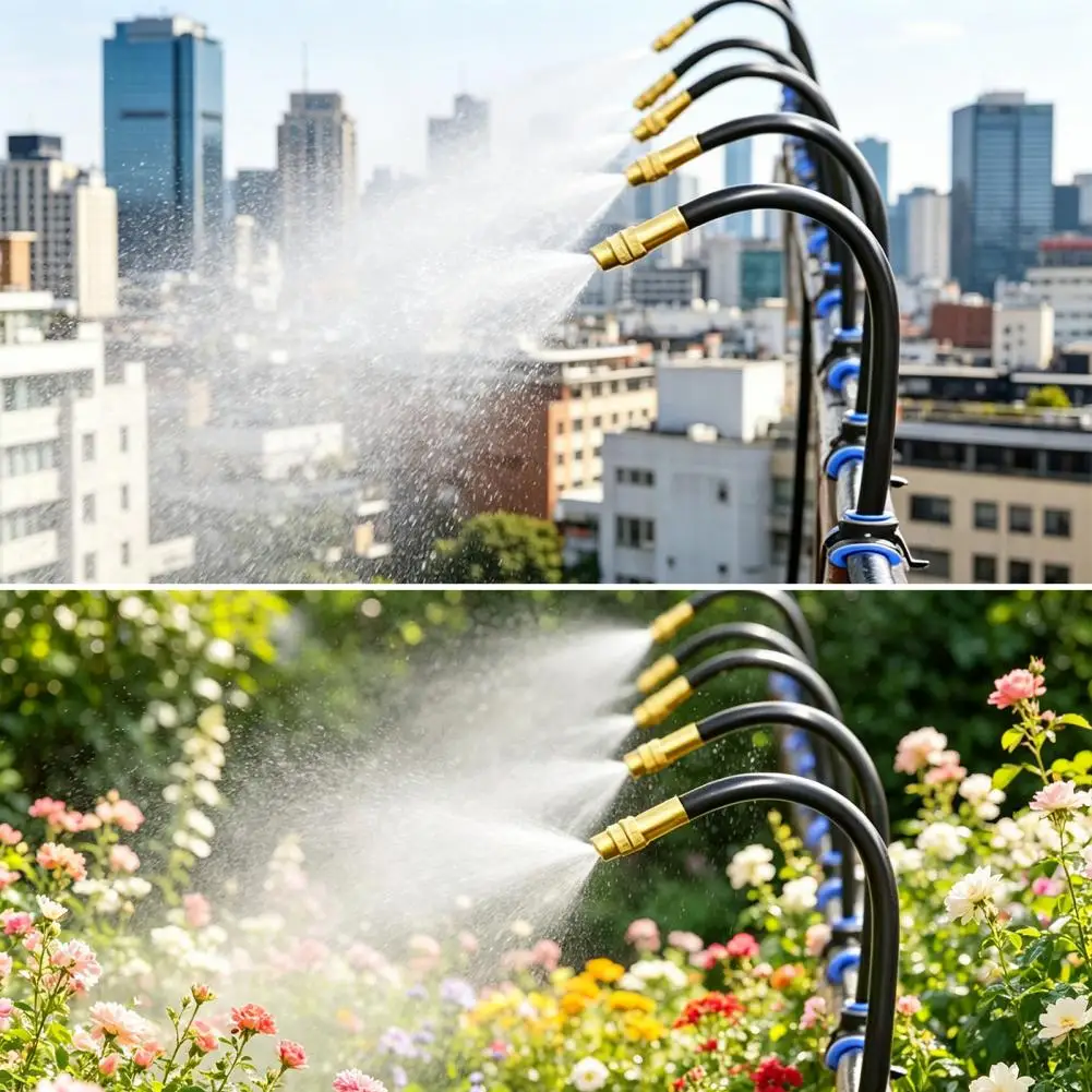 Fan Mist System 360-degree Curved Irrigation System Kit Adjustable Nozzle Garden Watering Set Automatic Yard Mist for Lawn