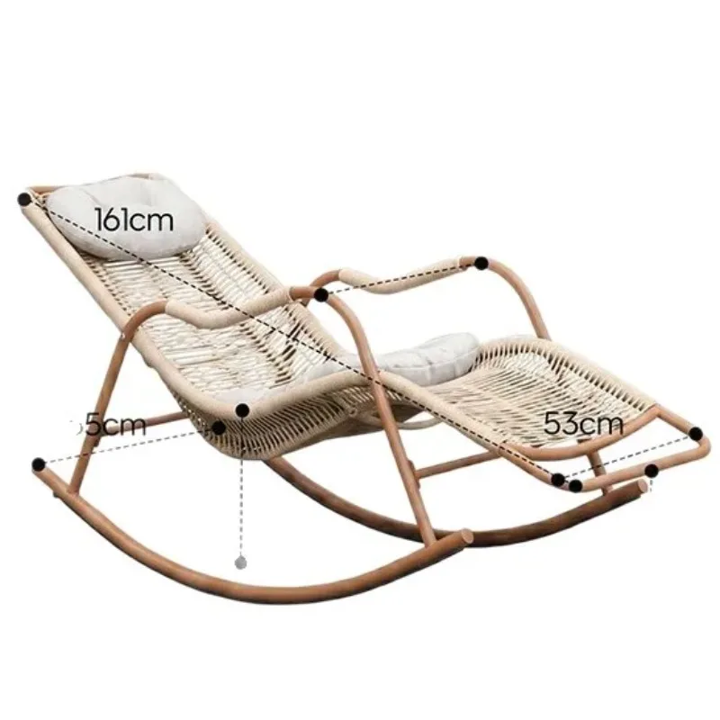 Rocking chair balcony living room leisure can lie down can sleep elderly carefree rattan chair outdoor courtyard chair