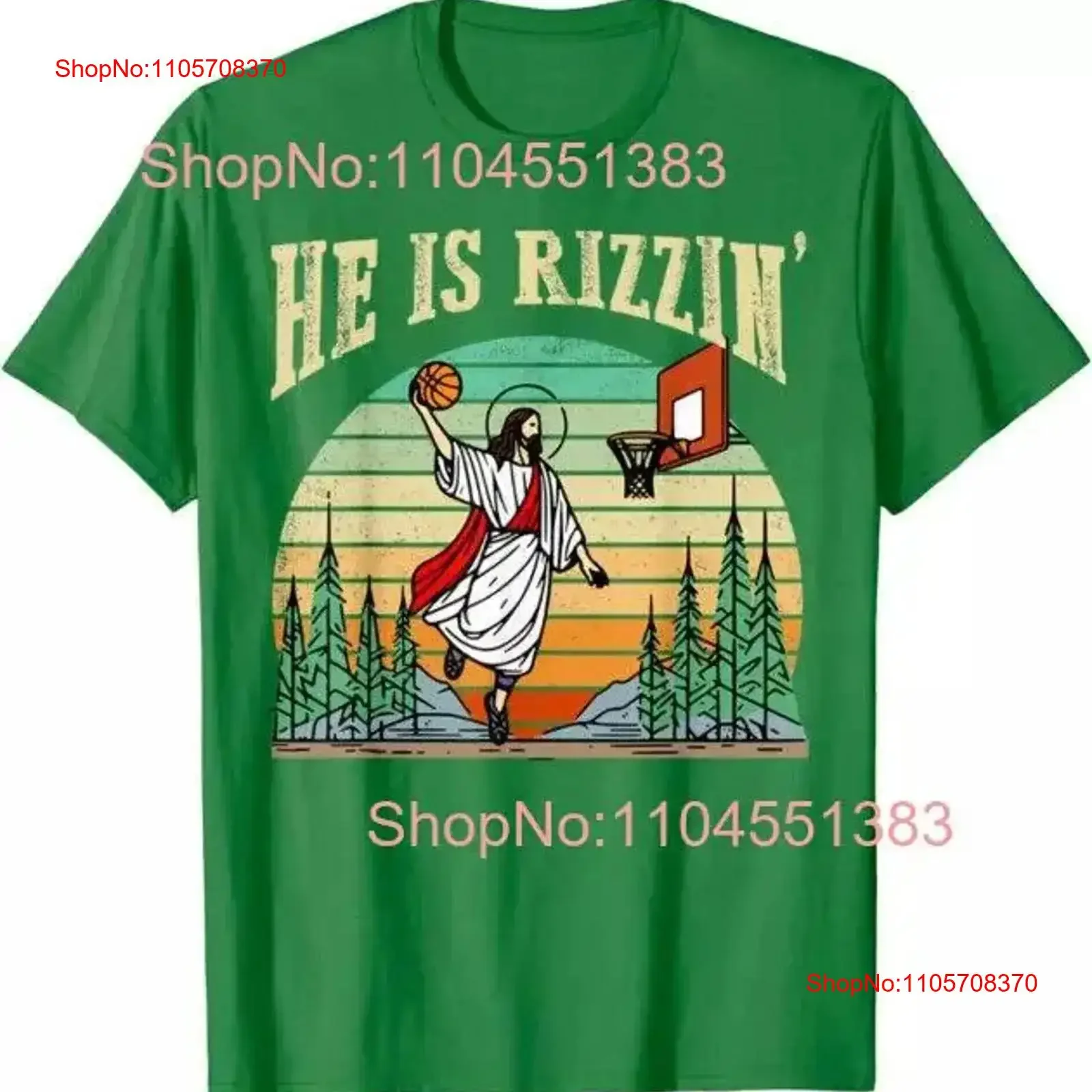 Funny Design He is Rizzin Jesus Basketball T Shirt vintage Washed Slightly Stylish Soft homme Versatile Comfortable