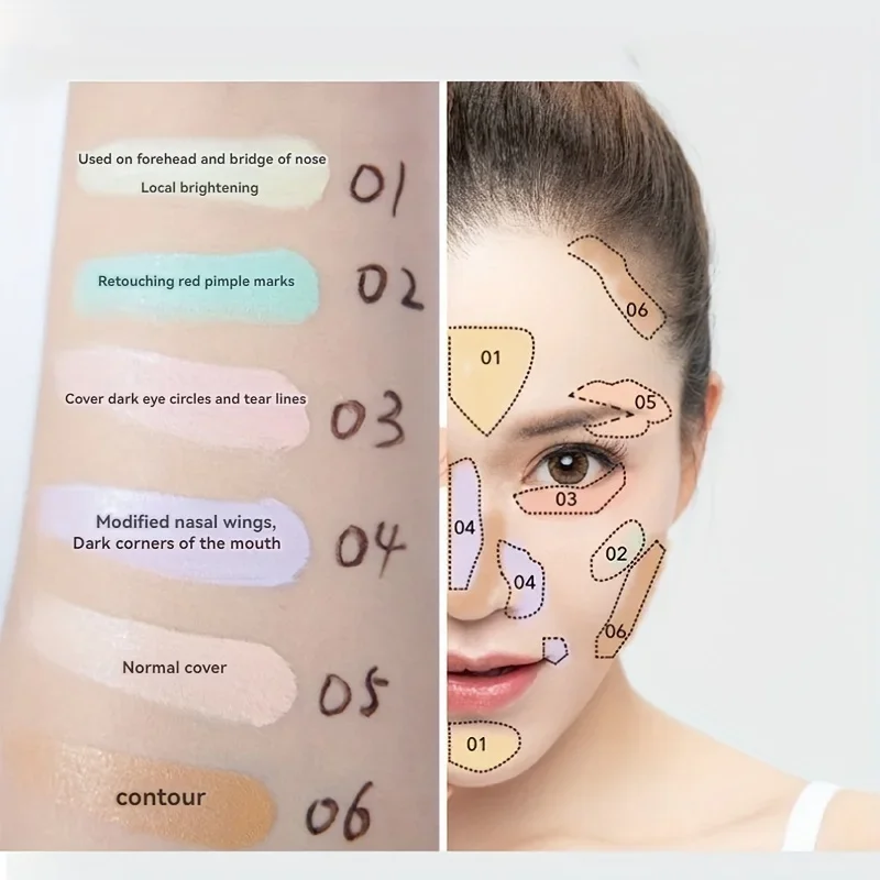 6-kleuren crème concealer blush palet kleurcorrigerende matbruine contour foundation combinatiedoos voor make-up